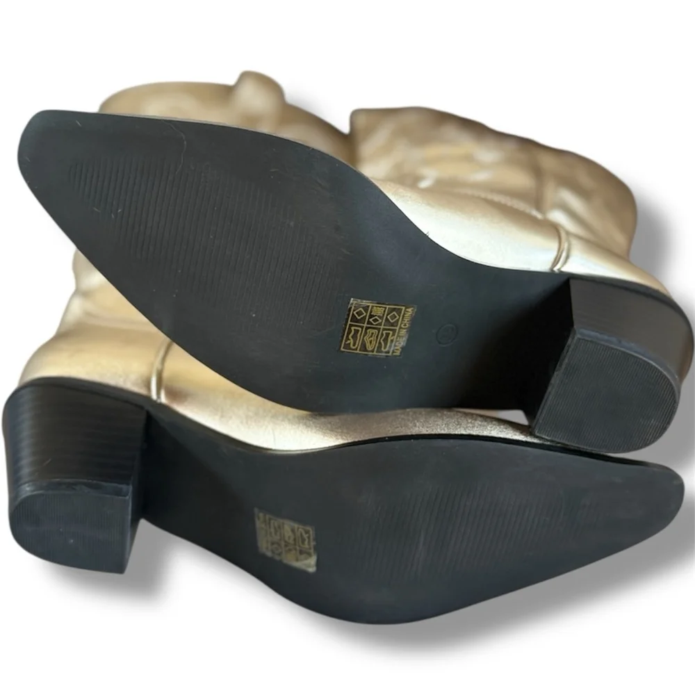 Women's Gold Metallic Cowboy Boots Size 8.5 - Picture 4 of 6